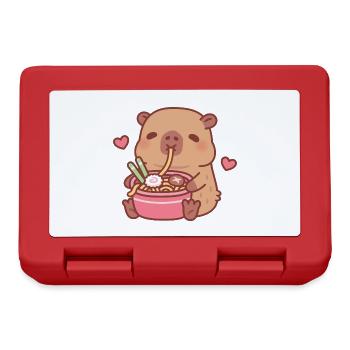 Süßer Capybara liebt es, japanische Ramen-Nudeln zu schlürfen - Brotdose - Rot - Vorne
