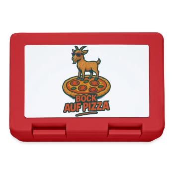 Bock auf Pizza lustiger Ziegenbock im Retrolook - Brotdose - Rot - Vorne