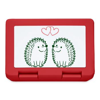 Herzchen-Igel Duo Liebesillustration - Brotdose - Rot - Vorne