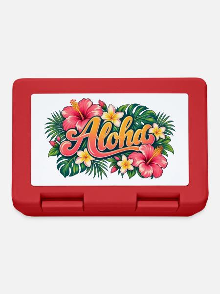 Aloha Tropenblüten - Brotdose - Rot