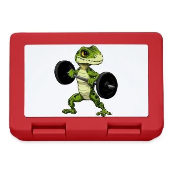 Eidechsen Fitness / Trainer Eidechse - Brotdose - Rot - Vorne