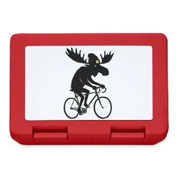 Elch Auf Rennrad Fahrrad Radsport - Brotdose - Rot - Vorne