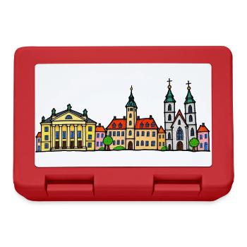 Weimar Skyline im bunten Wachsmalstil - Brotdose - Rot - Vorne