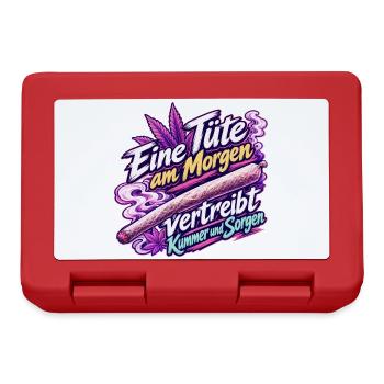 Eine Tüte am Morgen – Lustiger Kiffer Spruch Rosa - Brotdose - Rot - Vorne