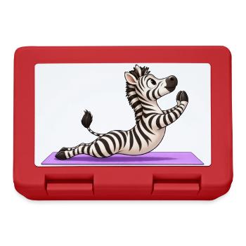 Süßes Zebra Cartoon Yoga Meditation Lustig - Brotdose - Rot - Vorne