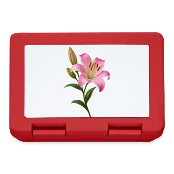 Rosa Lilienblüten-Grafik - Brotdose - Rot - Vorne