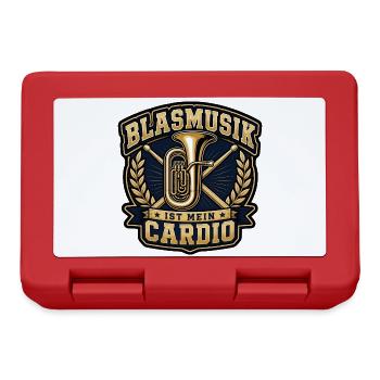 Blasmusik Ist Mein Cardio Tuba Schlagzeug Shirt - Brotdose - Rot - Vorne