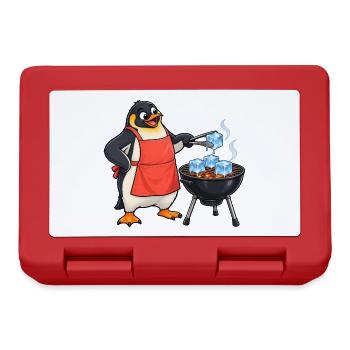 Lustiger Pinguin grillt Eiswürfel am Kugelgrill - Brotdose - Rot - Vorne
