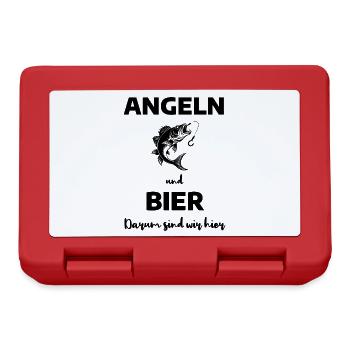 Angeln und Bier - Brotdose - Rot - Vorne