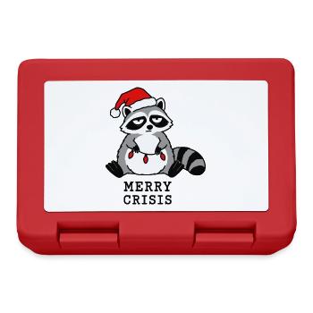 Merry Crisis Lustiges Weihnachts-Waschbär-Meme - Brotdose - Rot - Vorne