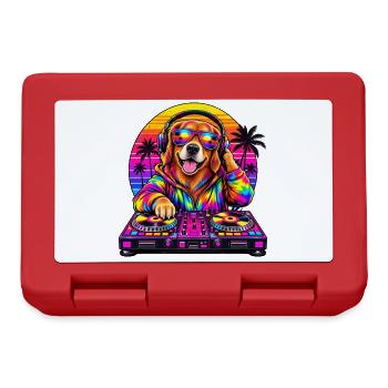 Neon-DJ-Hund in Sunset Palms - Brotdose - Rot - Vorne