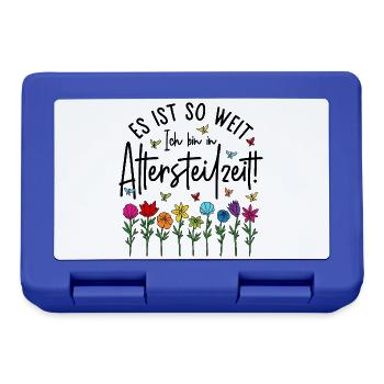Es ist soweit Ich bin in Altersteilzeit - Blumen - Brotdose - Royalblau - Vorne
