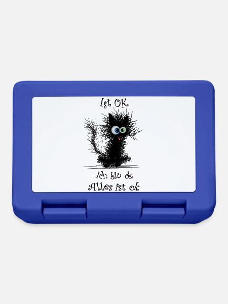 Katze Ich bin ok it`s fine - Brotdose - Royalblau