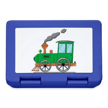 Kinderzug Eisenbahn grün - Brotdose - Royalblau - Vorne