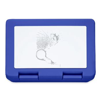 Nikola Tesla with light bulb and Tesla coil - Lunchbox - royal blue - Front