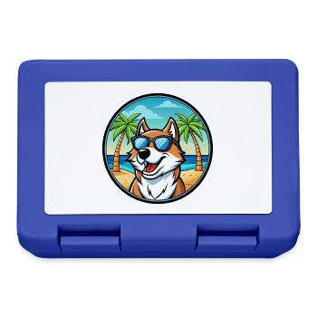 Sibirische Trikolore Hunderasse Cartoon Beach - Brotdose - Royalblau - Vorne