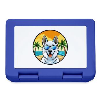 Berger Blanc Suisse Hunderasse Cartoon Sonnenbrille - Brotdose - Royalblau - Vorne
