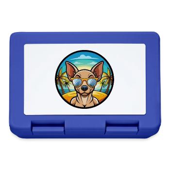 Mexikanische haarlose Hunderasse Cartoon Sonnenbrille Strand - Brotdose - Royalblau - Vorne