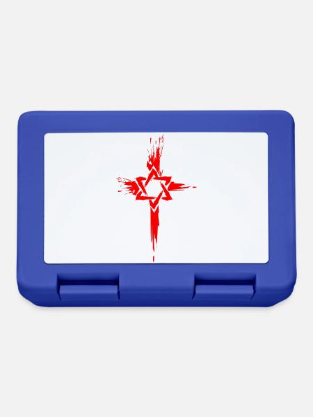 Messianische Juden Judenchristen Davidstern Kreuz - Brotdose - Royalblau