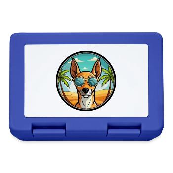 Podenco Ibizenco Hunderasse Cartoon Sonnenbrille Strand - Brotdose - Royalblau - Vorne