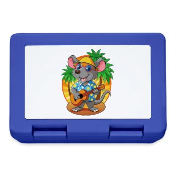 Drôle Rat Dessin Animé Plage D’été Lunettes De Soleil Guitare - Boîte à goûter - bleu royal - Devant