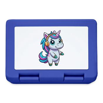 Licorne Funny Cartoon Character Casque Musique - Boîte à goûter - bleu royal - Devant