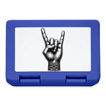 Rock on Hand with Devils Horns - Lunchbox - royal blue - Front