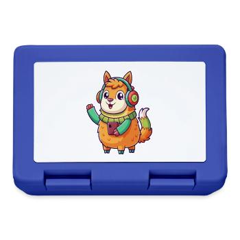 Llama Funny Cartoon Character Headphone Music - Lunchbox - royal blue - Front