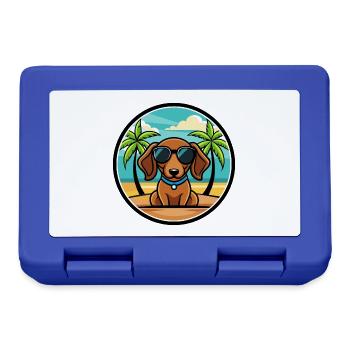 Miniatur Dackel Hund Rasse Cartoon Sonnenbrille - Brotdose - Royalblau - Vorne
