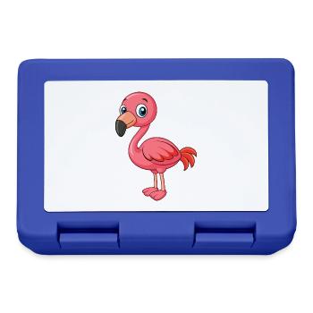 Flamingo Niedliche Maskottchen Zeichentrickfigur Kawaii - Brotdose - Royalblau - Vorne