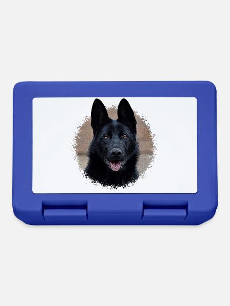 Schwarzer Schäferhund - Brotdose - Royalblau