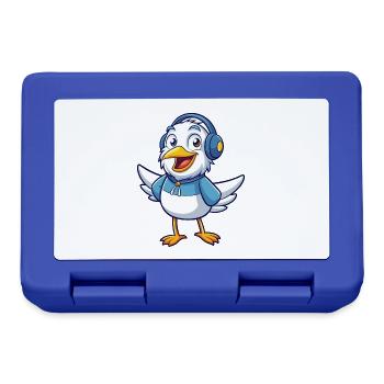 Seagull Funny Cartoon Character Headphone Music - Lunchbox - royal blue - Front