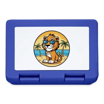Liger Hybrid Löwe Tiger Katzenrasse Cartoon Strand - Brotdose - Royalblau - Vorne