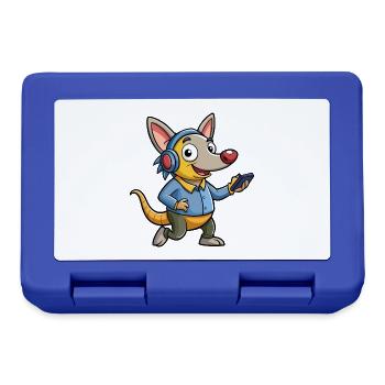 Aardvark Funny Cartoon Character Headphone Music - Lunchbox - royal blue - Front