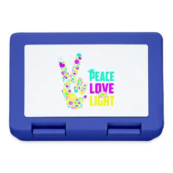 Peace Love Light Handzeichen Friedenssymbol Neon - Brotdose - Royalblau - Vorne