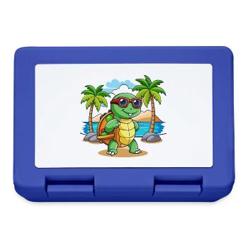 Turtle Funny Cartoon Summer Beach Sunglasses - Lunchbox - royal blue - Front
