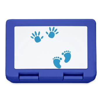 Pregnancy footprint hand boy baby belly - Lunchbox - royal blue - Front