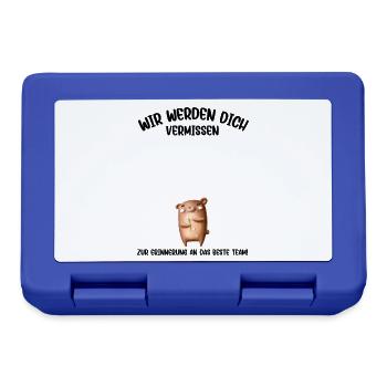 Wir werden dich Vermissen beste Team Abschied - Brotdose - Royalblau - Vorne
