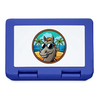 Cheval Drôle Dessin Animé Plage D’été Lunettes De Soleil Cool - Boîte à goûter - bleu royal - Devant