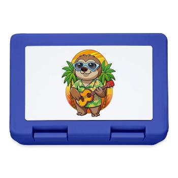 Lustige Faultier Sommer Strand Sonnenbrille Hawaiianisch - Brotdose - Royalblau - Vorne
