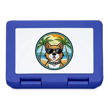 Cao De Castro Laboreiro Dog Breed Cartoon Beach - Lunchbox - royal blue - Front