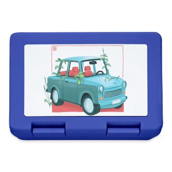 Trabi mit Pflanzen - Brotdose - Royalblau - Vorne