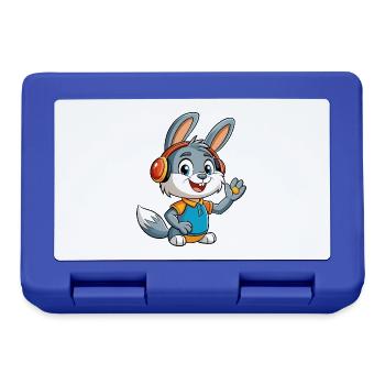 Kaninchen Lustige Cartoon Figur Kopfhörer Musik - Brotdose - Royalblau - Vorne