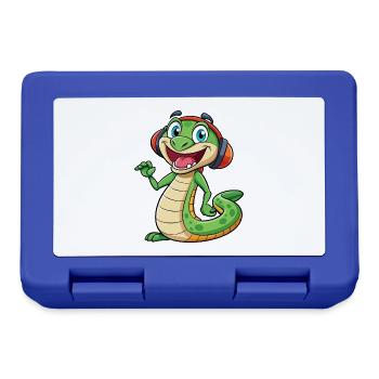 Serpent Drôle Dessin Animé Personnage Casque Musique - Boîte à goûter - bleu royal - Devant