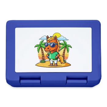 Pferd Lustige Cartoon Sommer Strand Sonnenbrille - Brotdose - Royalblau - Vorne