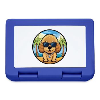 Spielzeug Pudel Hund Rasse Cartoon Sonnenbrille Strand - Brotdose - Royalblau - Vorne