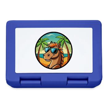 Cheval Drôle Dessin Animé Plage D’été Lunettes De Soleil Cool - Boîte à goûter - bleu royal - Devant