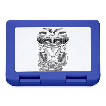 V8 Garage Lounge Oldtimer - Brotdose - Royalblau - Vorne