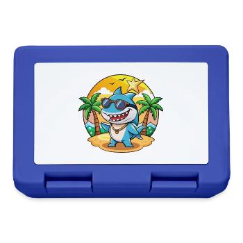 Shark Funny Cartoon Summer Beach Sunglasses - Lunchbox - royal blue - Front
