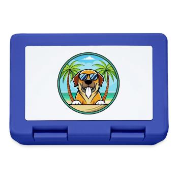 Spanische Dogge Hund Rasse Cartoon Sonnenbrille Strand - Brotdose - Royalblau - Vorne